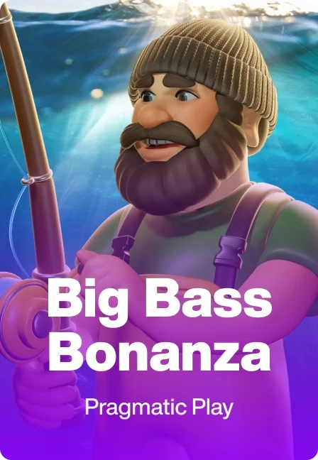 Big Bass Bonanza lobby tile at JustCasino - fisherman and bass by Pragmatic Play